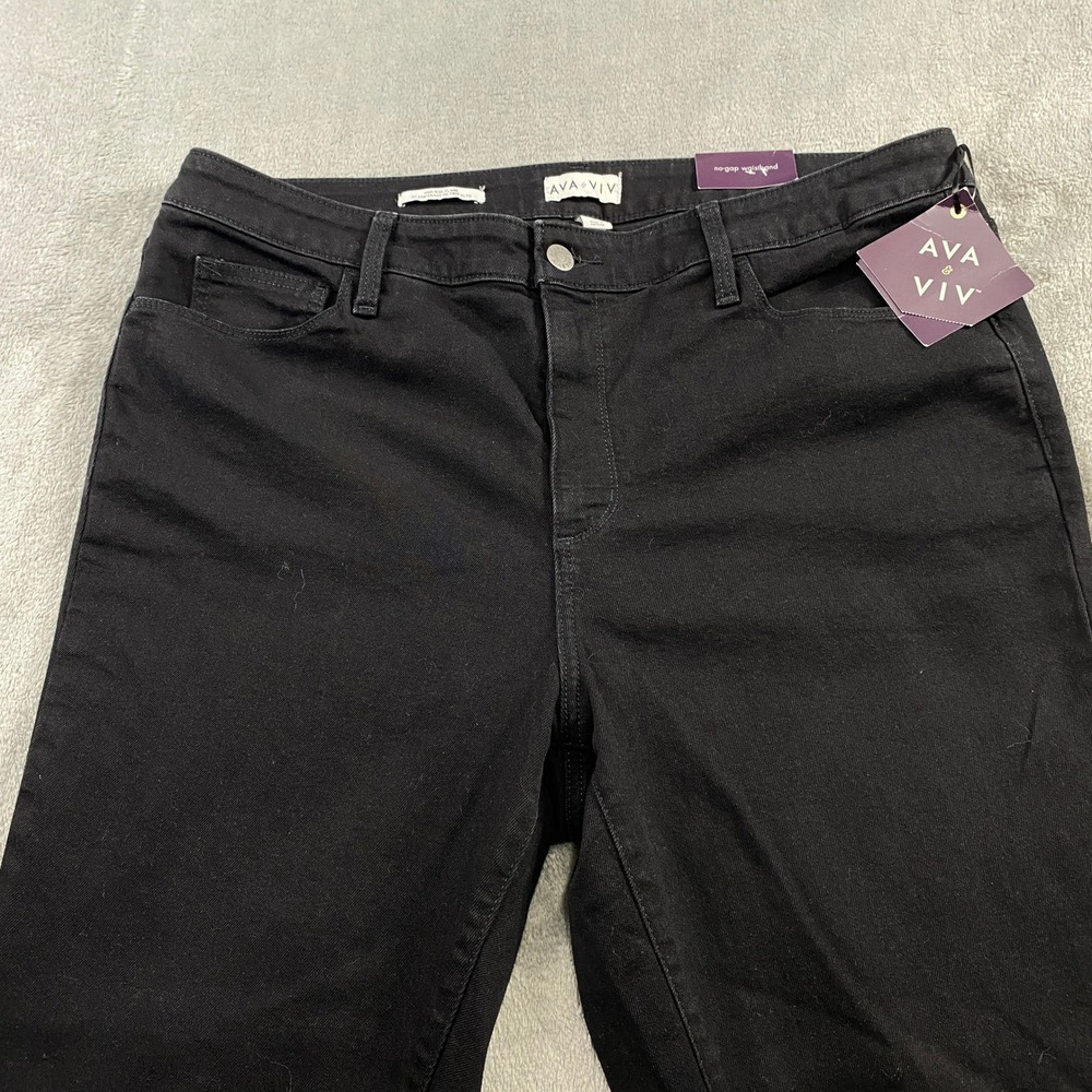 AVA & VIV Womens Black High Rise Flare Jeans‎ Tummy Control Size 18 - Picture 2 of 16